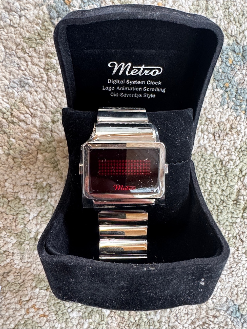 Metro Silver Digital Watch with Red Display Model WW001